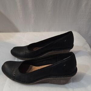 Clarks Black Leather Wedges Size 9